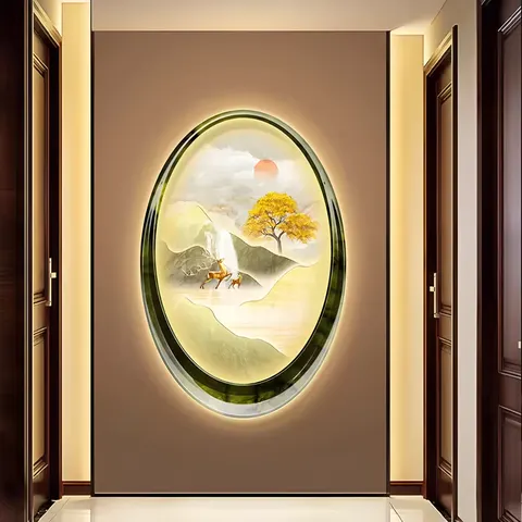 抽象 单幅 装饰画 现代简约 玄关背景墙挂画 LED带灯画