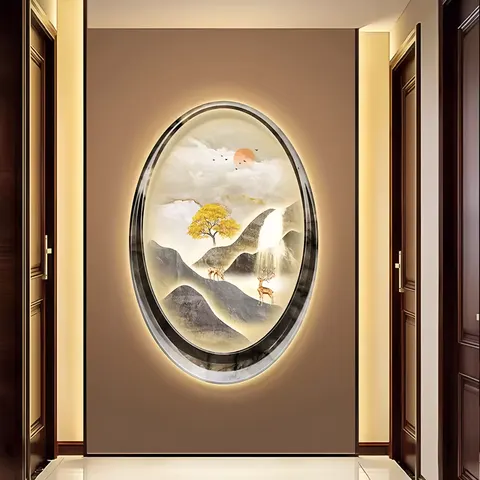 抽象 单幅 装饰画 现代简约 玄关背景墙挂画 LED带灯画