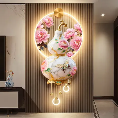 繁花 单幅 装饰画 现代简约 客厅背景墙挂画 LED带灯画