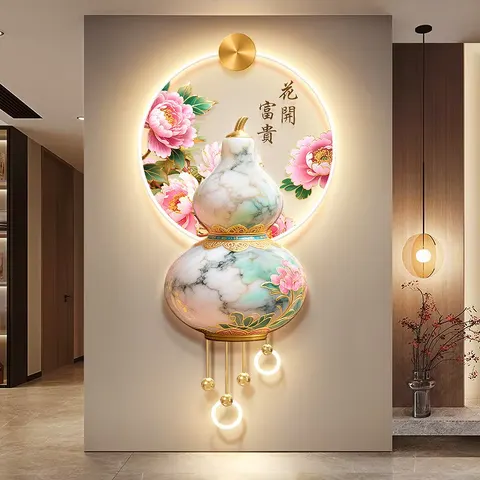 繁花 单幅 装饰画 现代简约 客厅背景墙挂画 LED带灯画