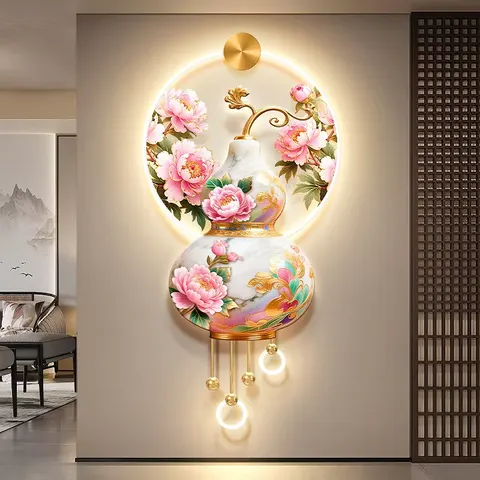 繁花 单幅 装饰画 现代简约 客厅背景墙挂画 LED带灯画