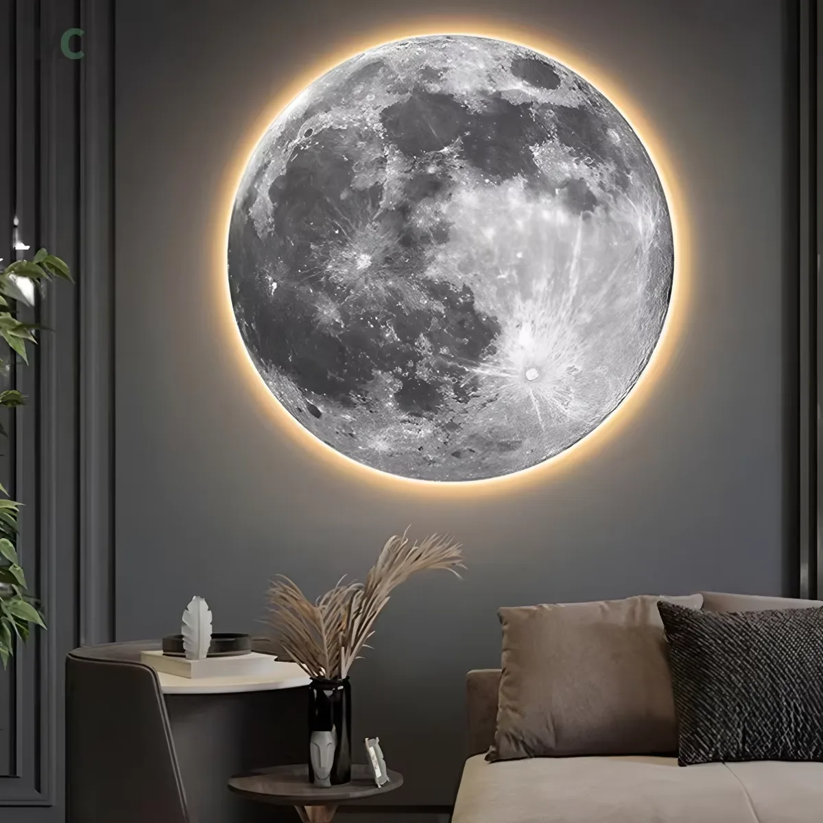 日月星辰 单幅 装饰画 现代简约 玄关背景墙挂画 LED带灯画