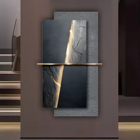 抽象 单幅 装饰画 轻奢风 玄关背景墙挂画 LED带灯画