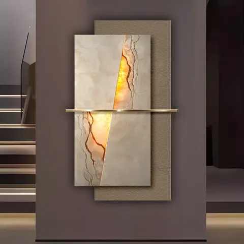 抽象 单幅 装饰画 轻奢风 玄关背景墙挂画 LED带灯画