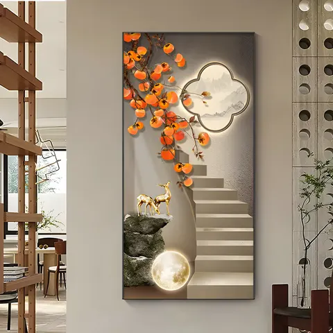 植物 单幅 装饰画 轻奢风 玄关背景墙挂画 晶瓷画