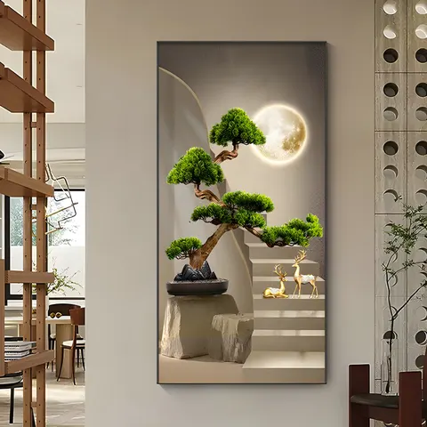 植物 单幅 装饰画 轻奢风 玄关背景墙挂画 晶瓷画