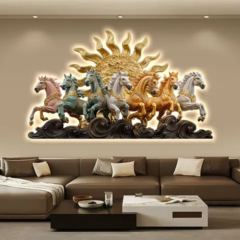 日月星辰 单幅 装饰画 现代简约 客厅背景墙挂画 LED带灯画