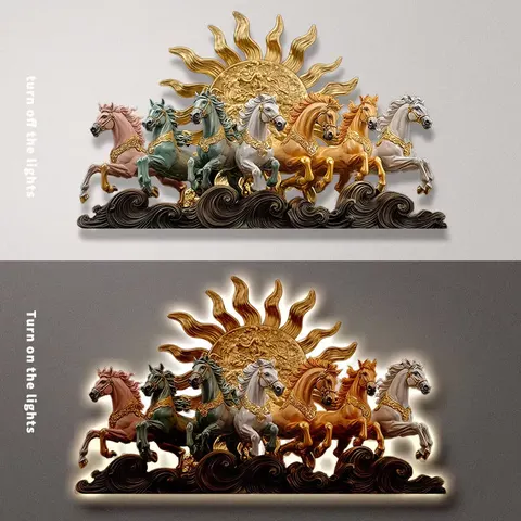 日月星辰 单幅 装饰画 现代简约 客厅背景墙挂画 LED带灯画
