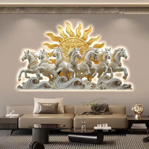 日月星辰 单幅 装饰画 现代简约 客厅背景墙挂画 LED带灯画