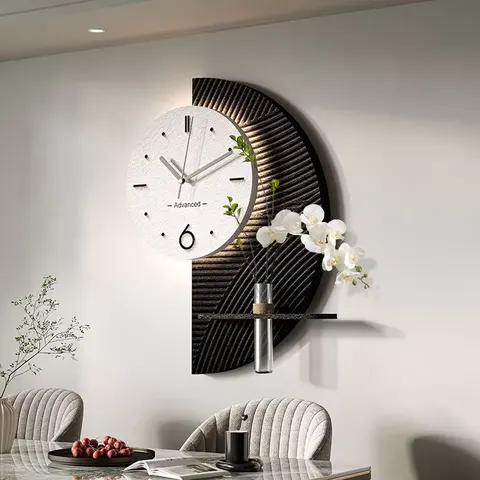 挂钟组合 单幅 装饰画 现代简约 餐厅背景墙挂画 LED带灯画