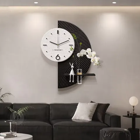挂钟组合 单幅 装饰画 现代简约 餐厅背景墙挂画 LED带灯画