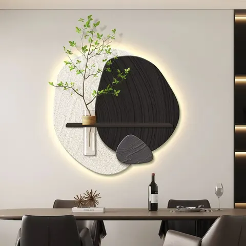 植物 单幅 装饰画 现代简约 餐厅背景墙挂画 LED带灯画