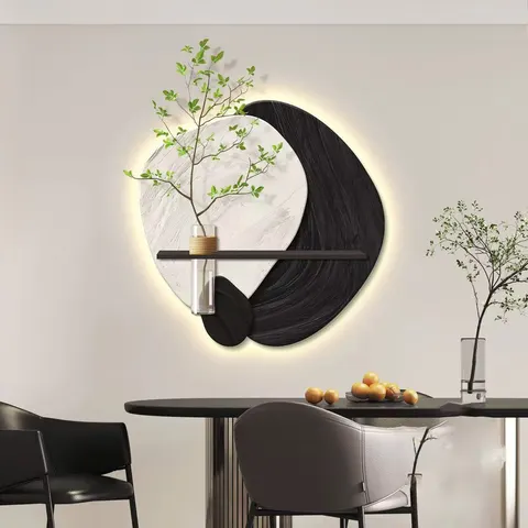 植物 单幅 装饰画 现代简约 餐厅背景墙挂画 LED带灯画