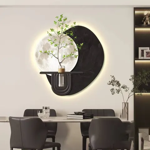 植物 单幅 装饰画 现代简约 餐厅背景墙挂画 LED带灯画