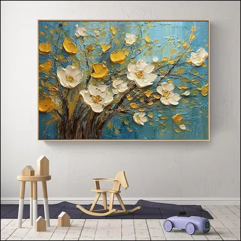 繁花 单幅 装饰画 复古怀旧 客厅背景墙挂画 手绘油画