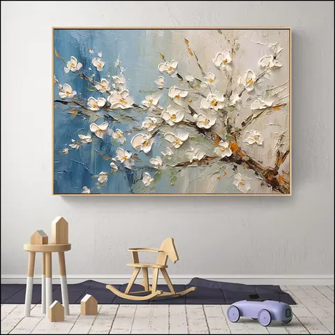 繁花 单幅 装饰画 复古怀旧 客厅背景墙挂画 手绘油画