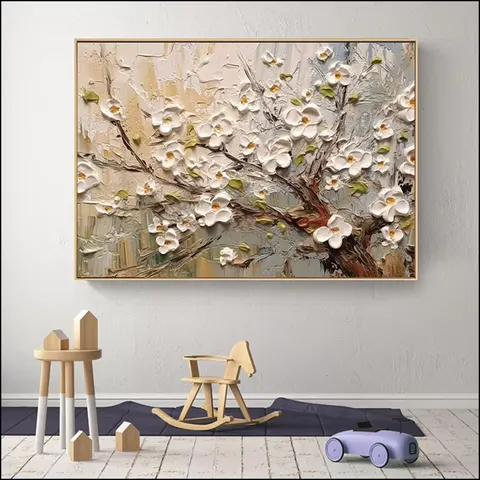 繁花 单幅 装饰画 复古怀旧 客厅背景墙挂画 手绘油画