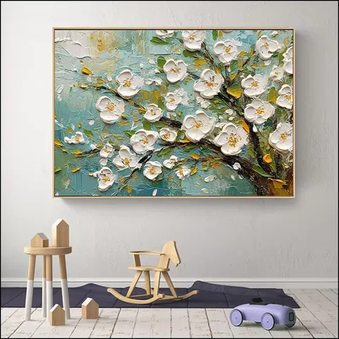 繁花 单幅 装饰画 复古怀旧 客厅背景墙挂画 手绘油画