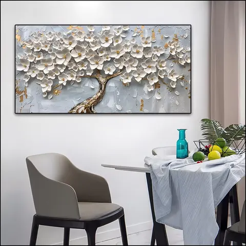 繁花 单幅 装饰画 复古怀旧 客厅背景墙挂画 手绘油画