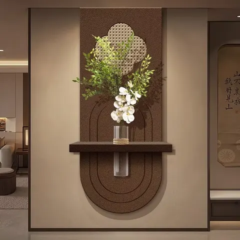 植物 单幅 装饰画 新中式 玄关背景墙挂画 砂岩浮雕
