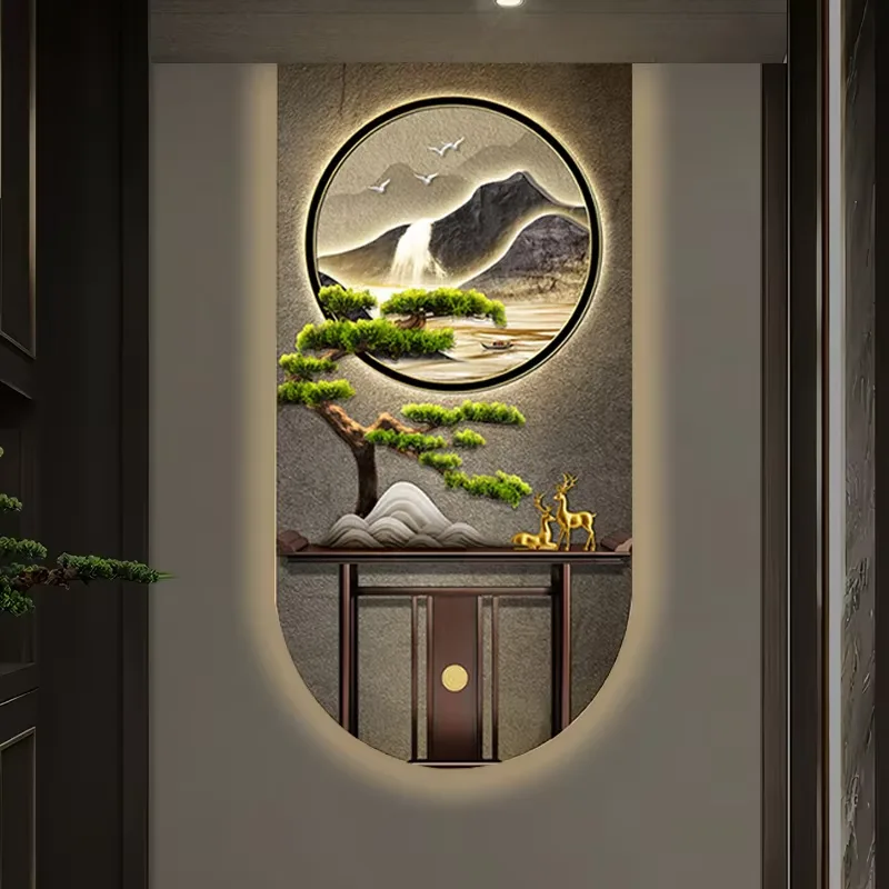 抽象 单幅 装饰画 复古怀旧 玄关背景墙挂画 LED带灯画