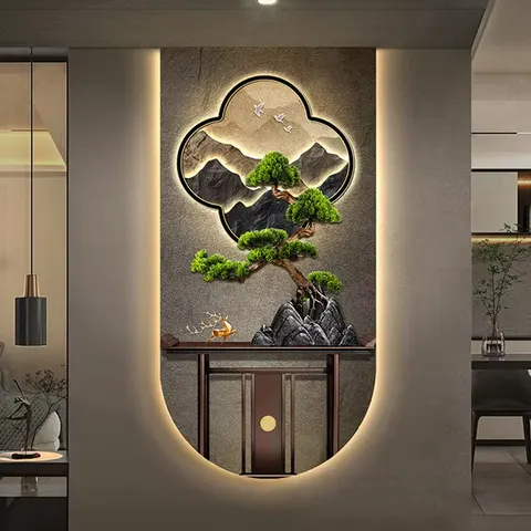 抽象 单幅 装饰画 复古怀旧 玄关背景墙挂画 LED带灯画