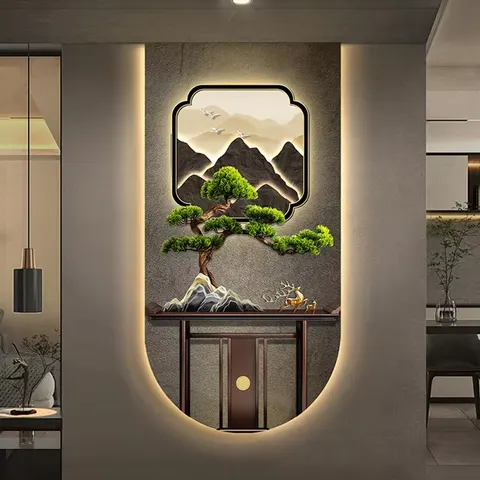 抽象 单幅 装饰画 复古怀旧 玄关背景墙挂画 LED带灯画