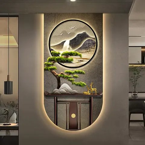 抽象 单幅 装饰画 复古怀旧 玄关背景墙挂画 LED带灯画