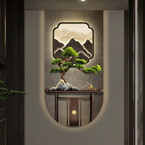 抽象 单幅 装饰画 复古怀旧 玄关背景墙挂画 LED带灯画