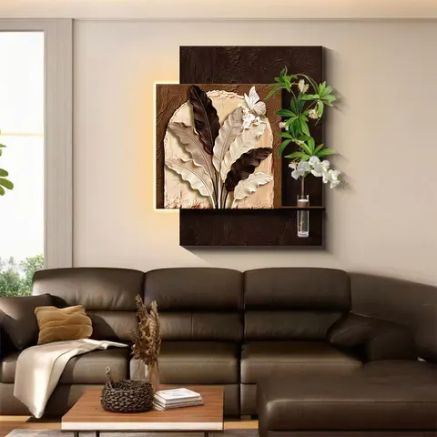 植物 单幅 装饰画 复古怀旧 客厅背景墙挂画 LED带灯画