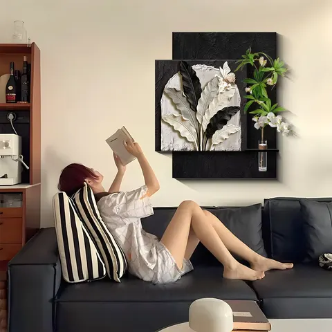 植物 单幅 装饰画 复古怀旧 客厅背景墙挂画 LED带灯画