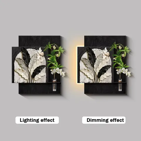 植物 单幅 装饰画 复古怀旧 客厅背景墙挂画 LED带灯画