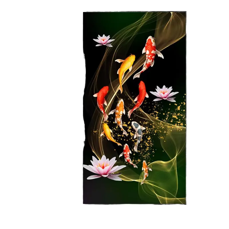 锦鲤 单幅 装饰画 轻奢风 卧室背景墙挂画 手绘油画