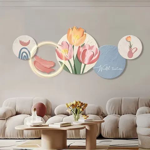 荷花 单幅 装饰画 现代简约 客厅背景墙挂画 精雕画