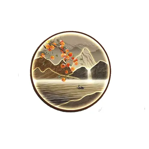 山水 单幅 装饰画 现代简约 玄关背景墙挂画 LED带灯画