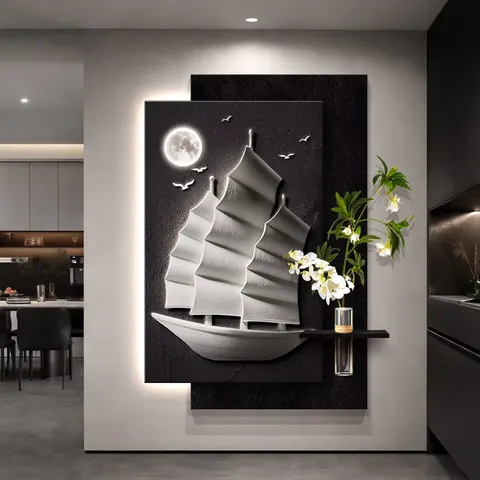 植物 单幅 装饰画 现代简约 客厅背景墙挂画 LED带灯画