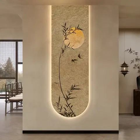 日月星辰 单幅 装饰画 复古怀旧 客厅背景墙挂画 LED带灯画