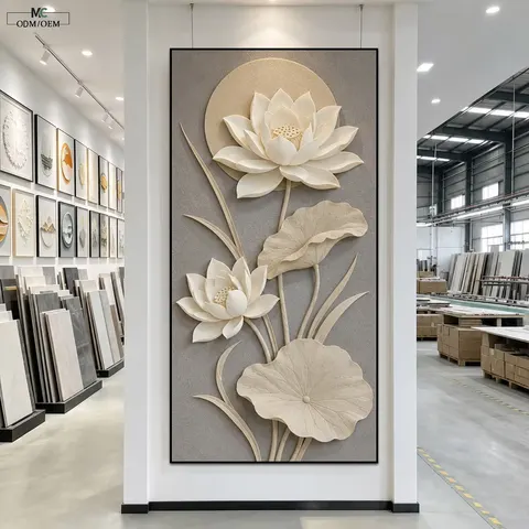 繁花 单幅 装饰画 现代简约 玄关背景墙挂画 砂岩浮雕