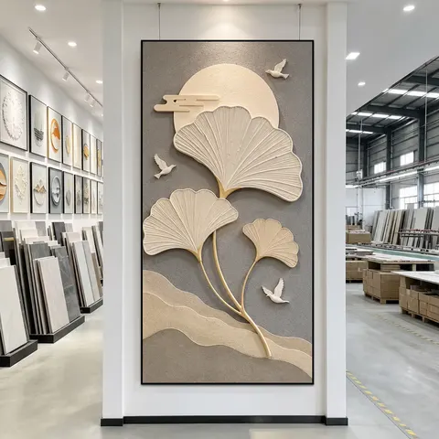 繁花 单幅 装饰画 现代简约 玄关背景墙挂画 砂岩浮雕