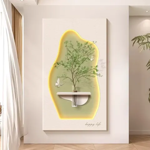植物 单幅 装饰画 现代简约 玄关背景墙挂画 LED带灯画