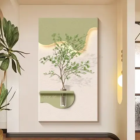 植物 单幅 装饰画 现代简约 玄关背景墙挂画 LED带灯画