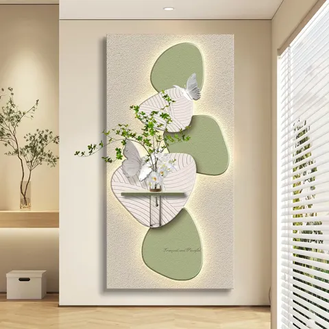 植物 单幅 装饰画 轻奢风 玄关背景墙挂画 LED带灯画