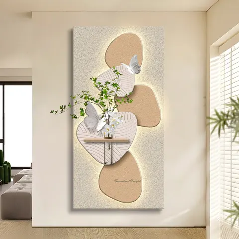植物 单幅 装饰画 轻奢风 玄关背景墙挂画 LED带灯画