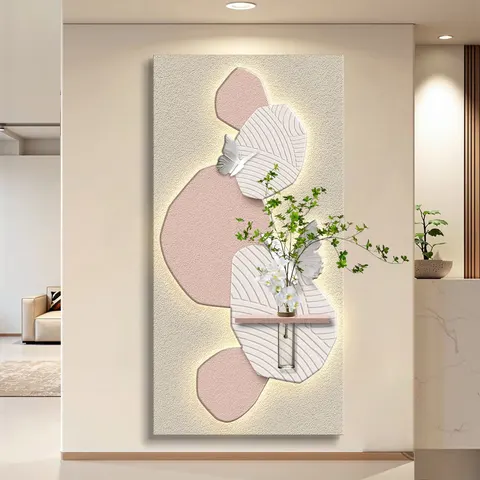 植物 单幅 装饰画 轻奢风 玄关背景墙挂画 LED带灯画