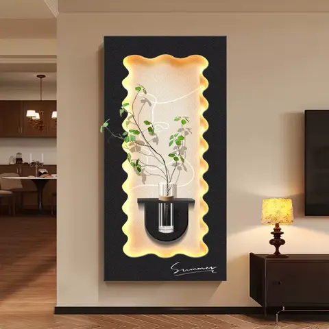 植物 单幅 装饰画 现代简约 玄关背景墙挂画 LED带灯画