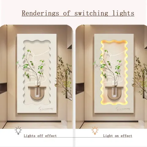 植物 单幅 装饰画 现代简约 玄关背景墙挂画 LED带灯画