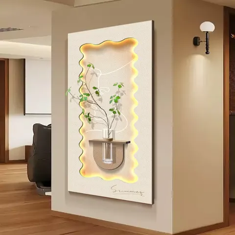 植物 单幅 装饰画 现代简约 玄关背景墙挂画 LED带灯画