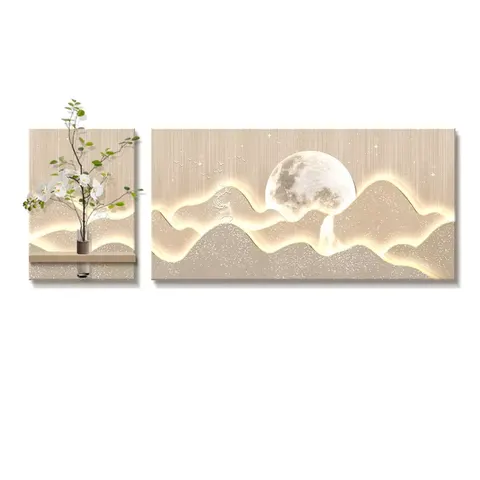 山水 单幅 装饰画 现代简约 客厅背景墙挂画 砂岩浮雕