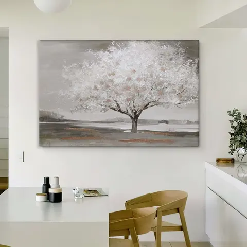 植物 单幅 装饰画 原木风 客厅背景墙挂画 手绘油画