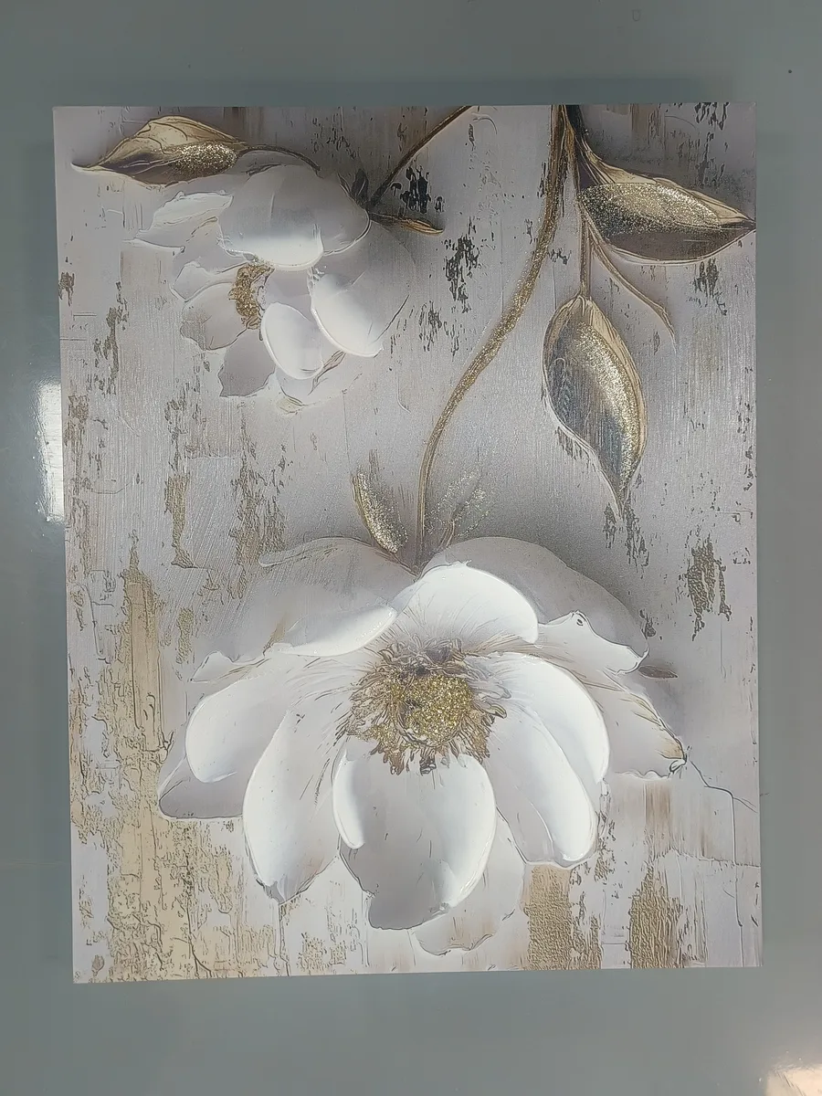 繁花 单幅 装饰画 原木风 酒店背景墙挂画 手绘油画